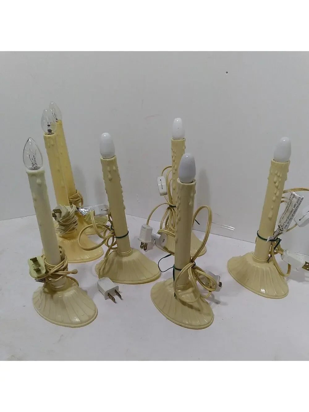 Vintage Christmas Window Single Plastic Wax Drip Candle Candolier Lot Of 7